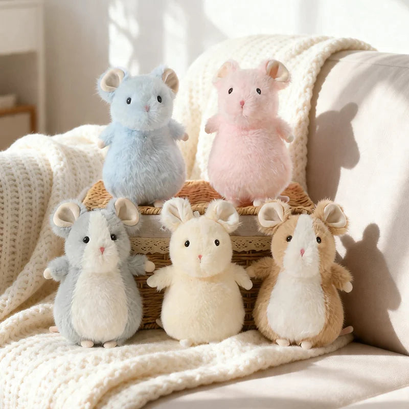12cm Cute Fancy Rat Plush Toys Cartoon Kawaii Rat Doll Soft Cozy Lying Prone Pets Office Companion Adorable Birthday Gift
