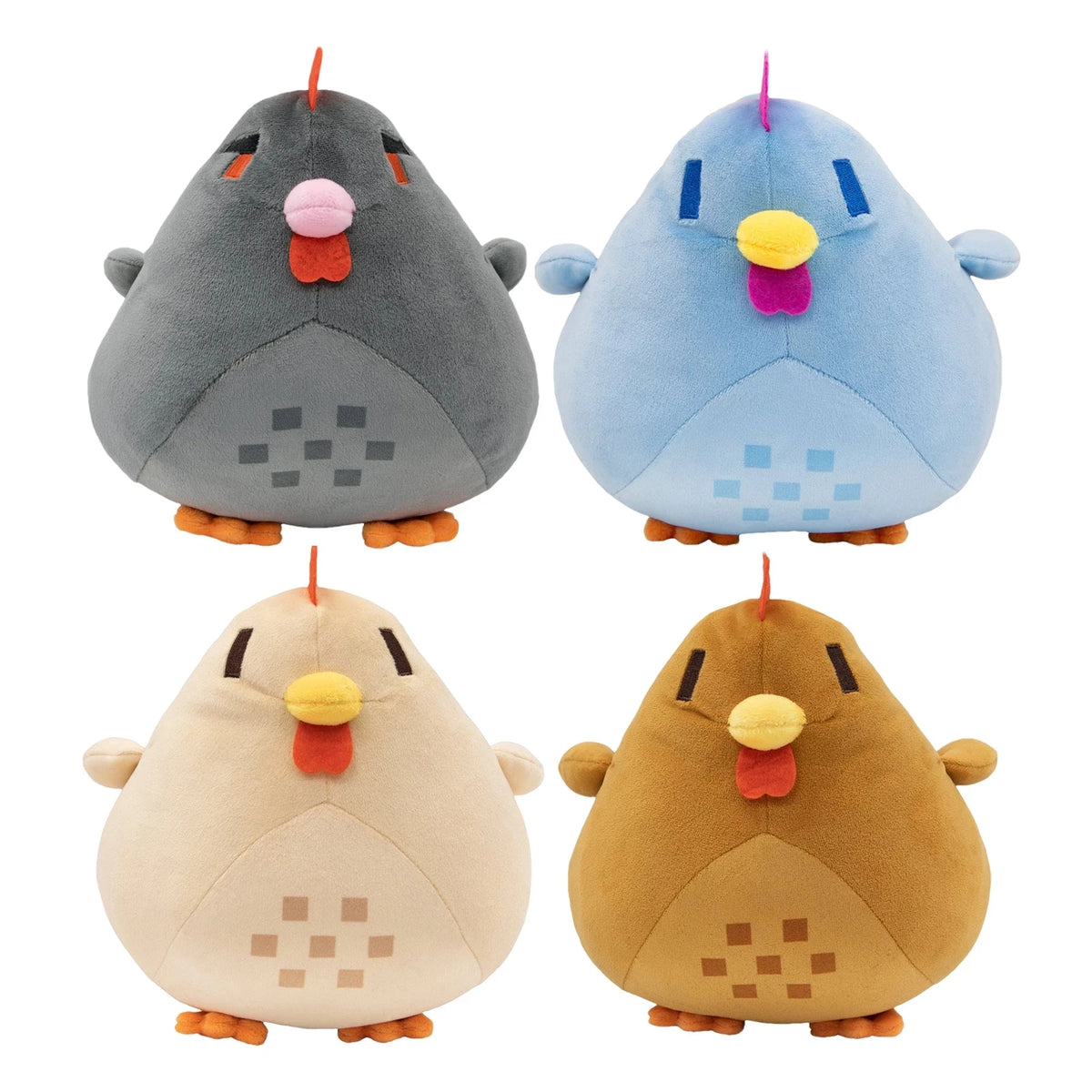 ふわふわ ぷっくり丸い ピクセル柄 ニワトリ ぬいぐるみ