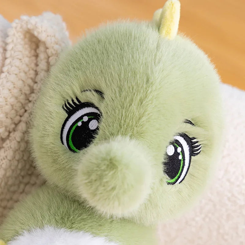 ふわふわの かわいい タツノオトシゴ ぬいぐるみ グリーンとピンク ペア