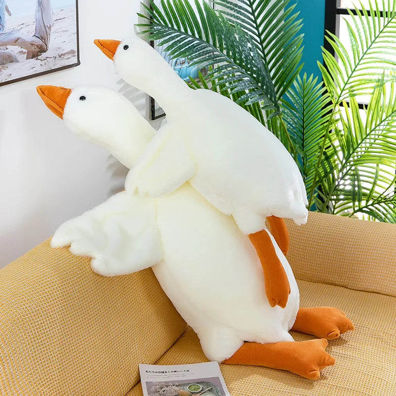 ふわふわ 白い ガチョウの親子 抱き枕