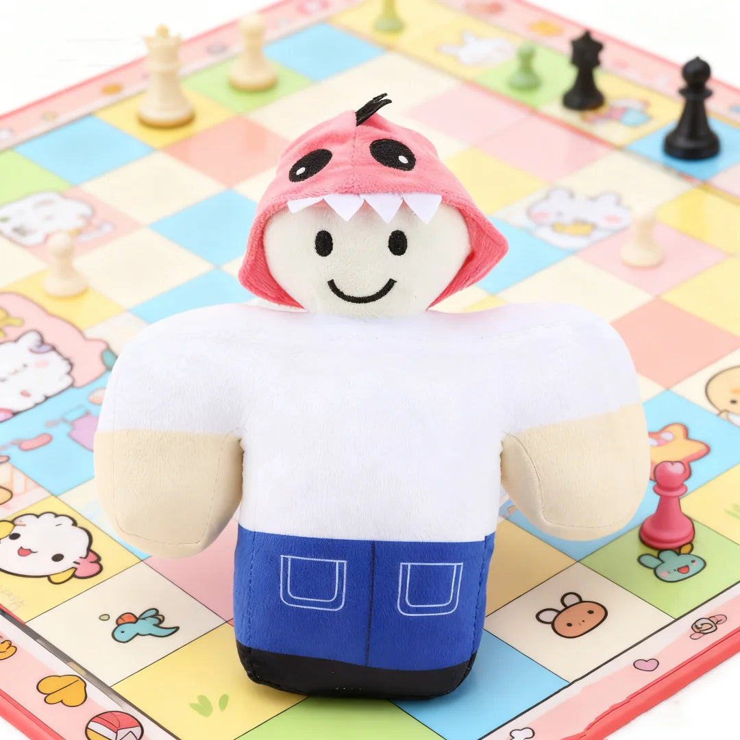 ロブロックス風 スマイル顔のサメパーカーぬいぐるみ