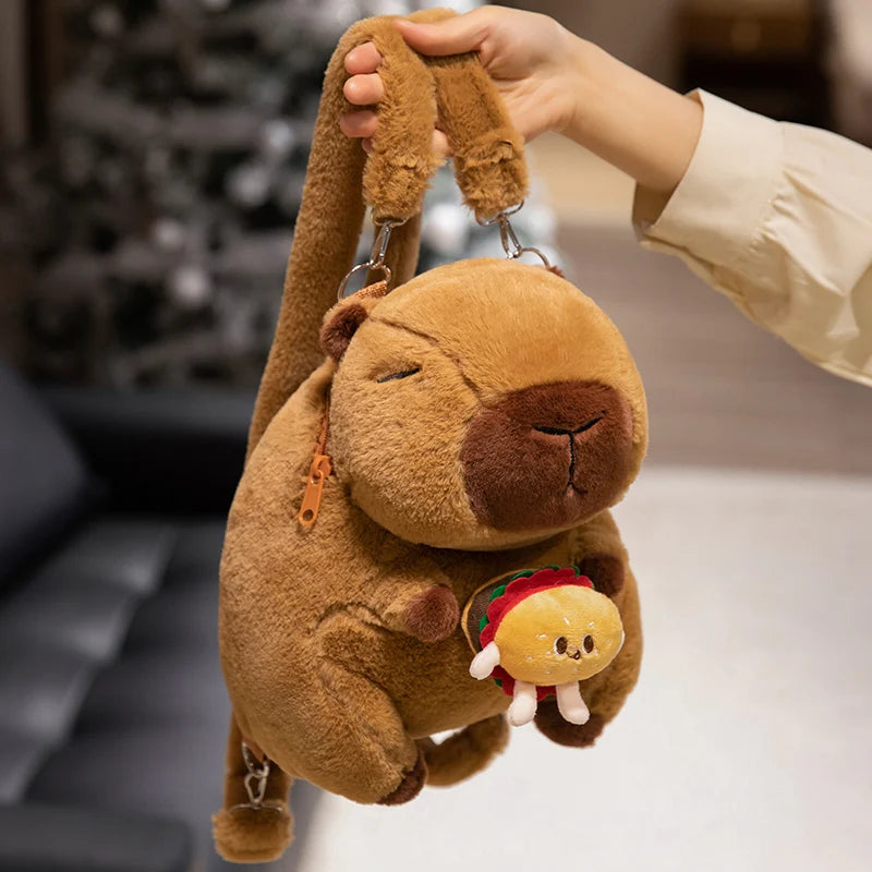 カピバラ ぬいぐるみ ふわふわ ショルダーバッグ みかん付き
