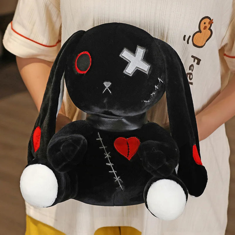 ゴシック風 バツ目 ステッチ 破れハート うさぎぬいぐるみ