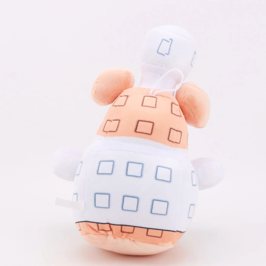シェフ帽をかぶったワッフル豚のブロック風ぬいぐるみ