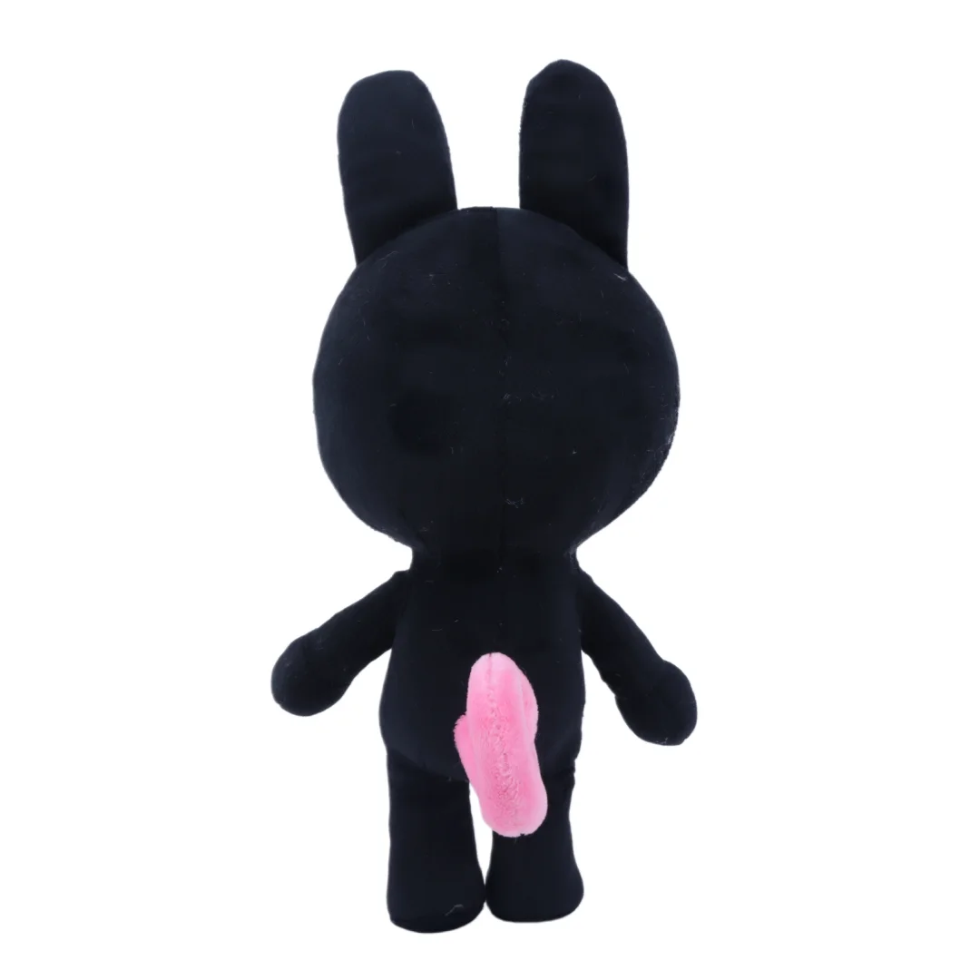 ピンクしっぽと出っ歯の黒うさぎぬいぐるみ