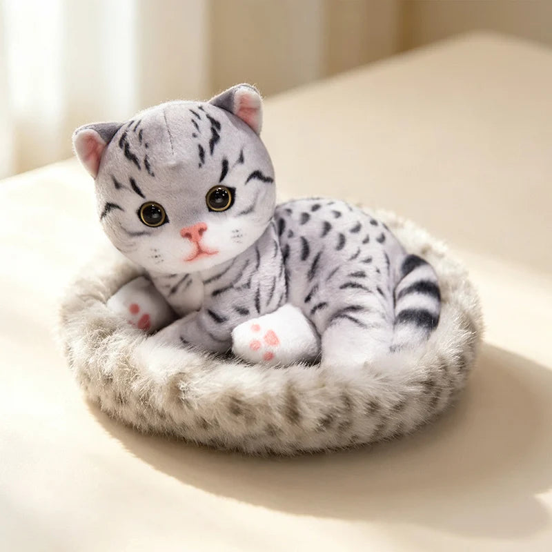 リアルな可愛い子猫のぬいぐるみ おうちベッドセット