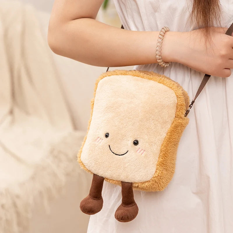 かわいい 食パン型 ぬいぐるみ ミニ ショルダーバッグ