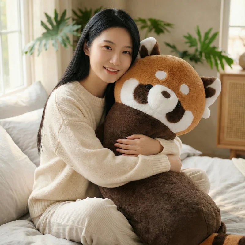 120cm Kawaii Cartoon Giant lesser panda Plush Doll Pillow Lying Brown raccoon Plush pillow Home Decor