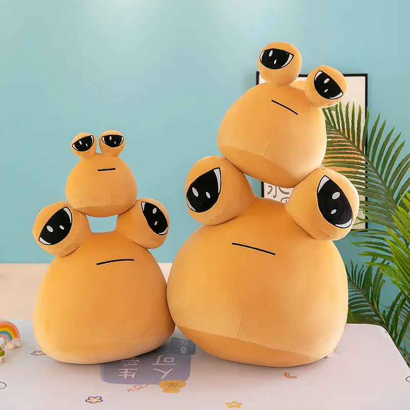 大きな目のアプリコットカラー ふわふわクッション