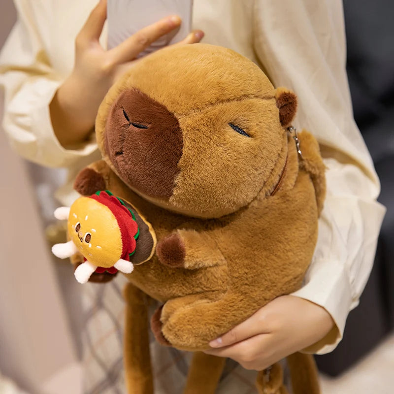 カピバラ ぬいぐるみ ふわふわ ショルダーバッグ みかん付き