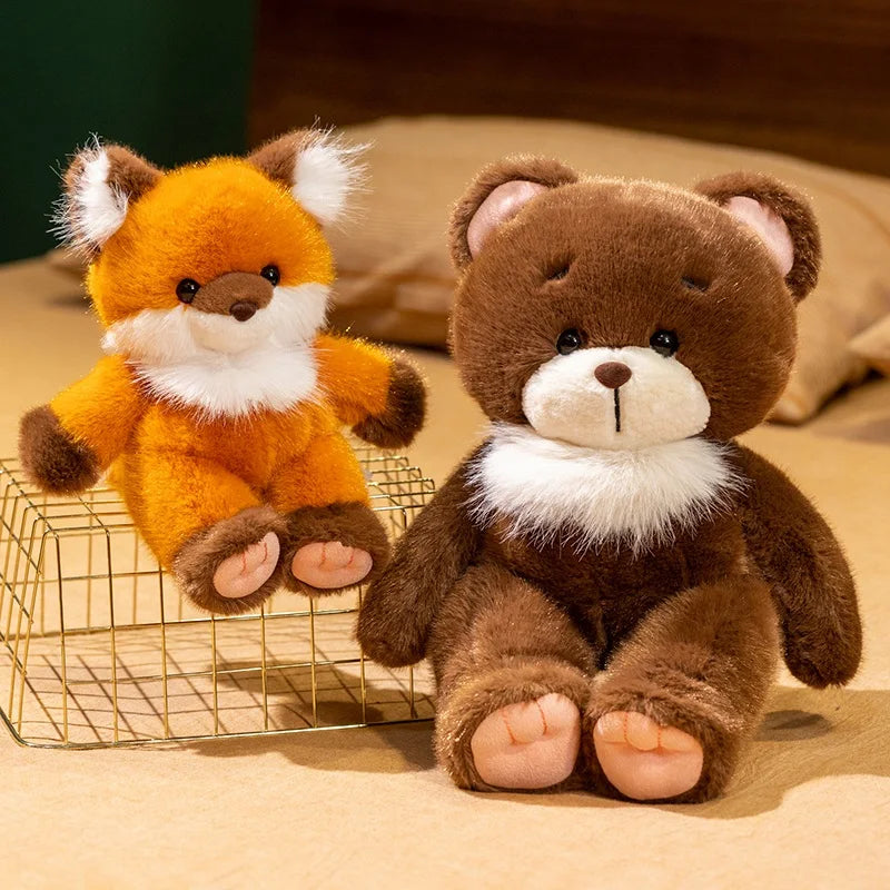 New Kawaii Animal Pig Fox Bear Plushies Toy Soft Cute Stuffed Plush Toy Lovely Bear Doll For Girl Boy 22cm 30cm