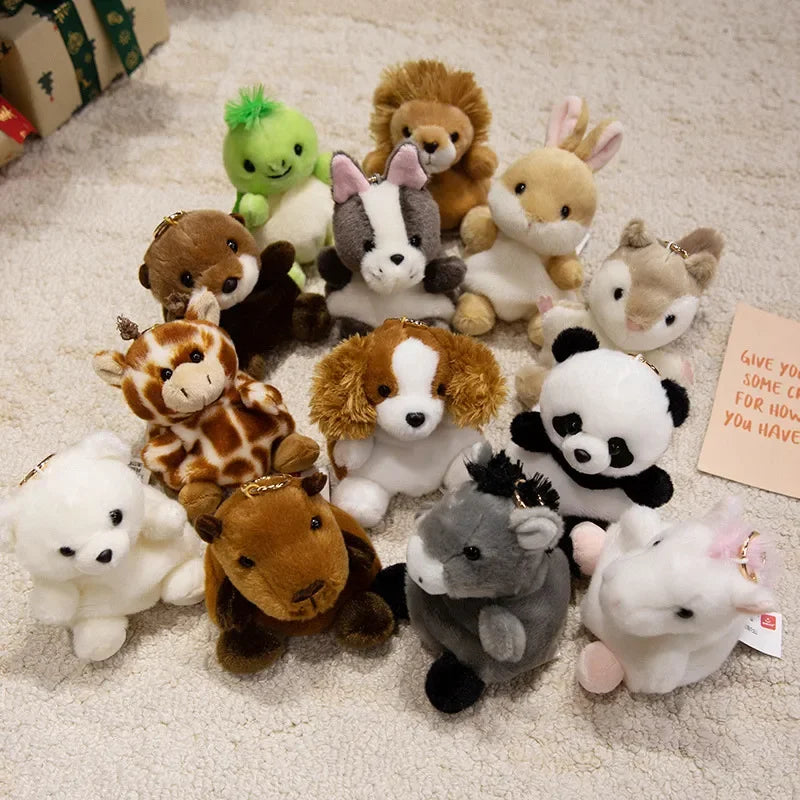かわいい動物ふわふわマスコットキーホルダー