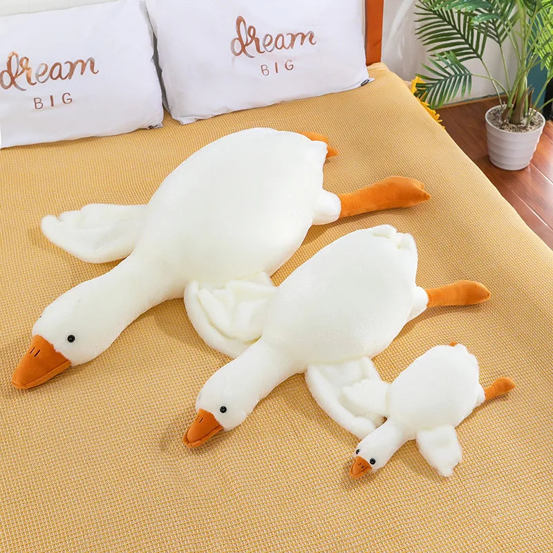 ふわふわ 白い ガチョウの親子 抱き枕