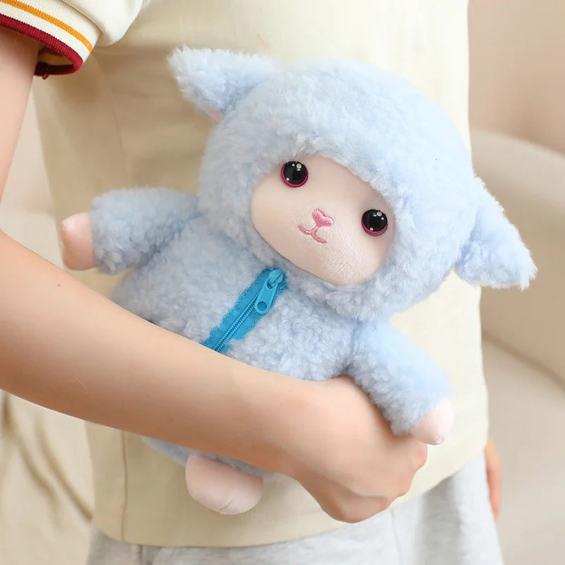 ふわふわ フード付き ジッパー ひつじ ぬいぐるみ