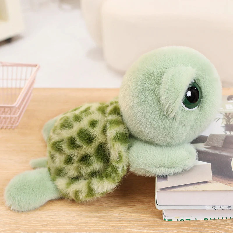 ふわふわ ミントグリーン 大きな瞳の亀 ぬいぐるみ