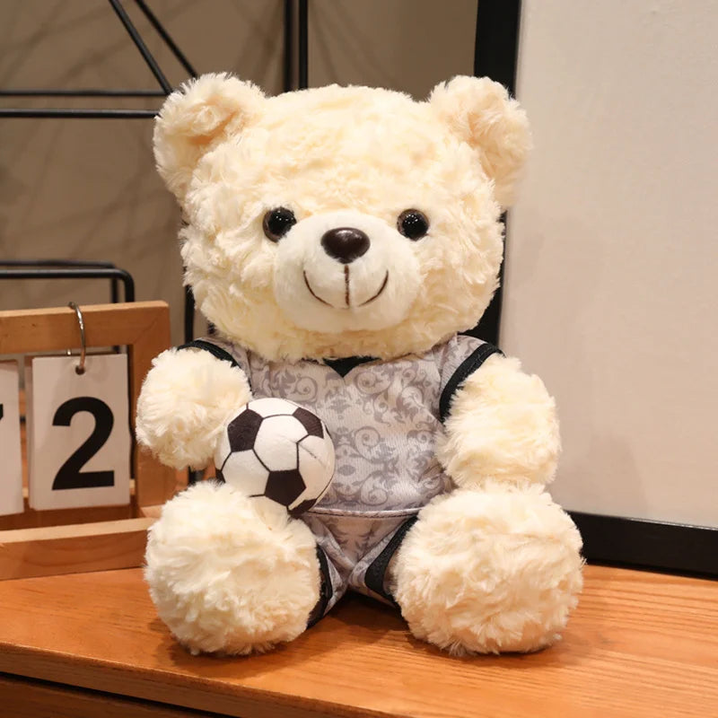 クリーム色のサッカー ドイツ代表 ユニフォーム テディベア ボール付き
