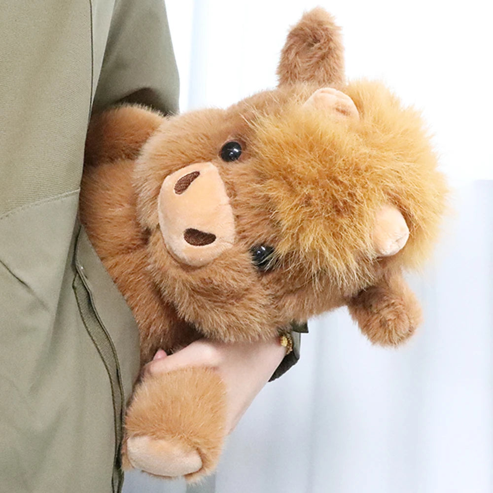 Adorable Brown Highland Cattle Plush Toys Huggable Running Cow Stuffed Animal Made with Premium Soft Fabric Soothing Companion