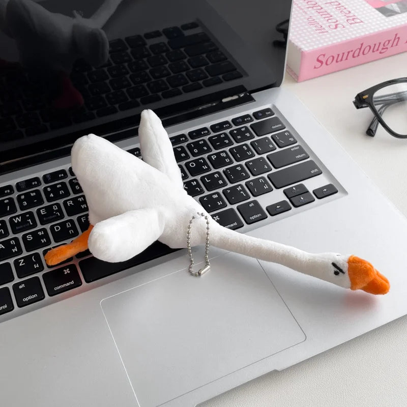 Kawaii Funny White Goose Duck Plush Keychain Backpack Charm Cute Soft Doll Stuffed Animal Toy Holiday Birthday Gift Idea