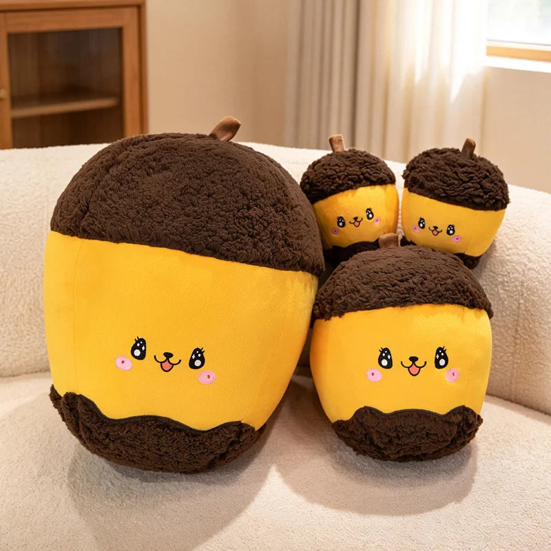 Happy Chestnut Family Plush Toys Cotton Stuffed Cartoon Smile Hazelnut Doll Soft Cozy Throw Pillow Kawaii Home Decor Kids Gift
