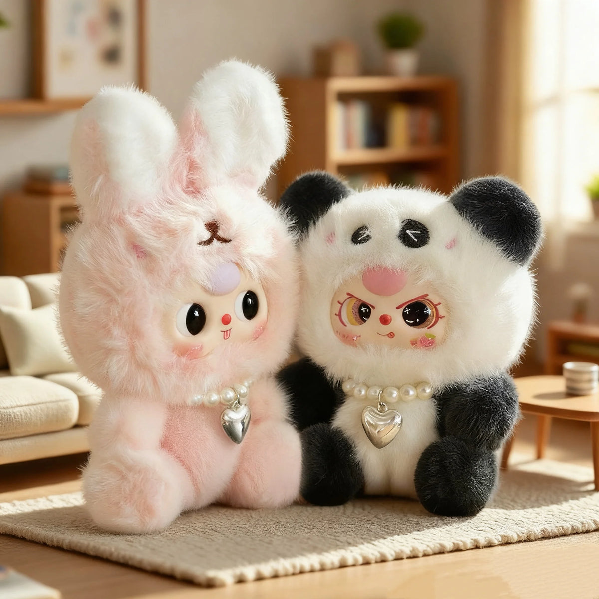 キュートな もこもこ アニマル 着ぐるみ パール ネックレス マスコット