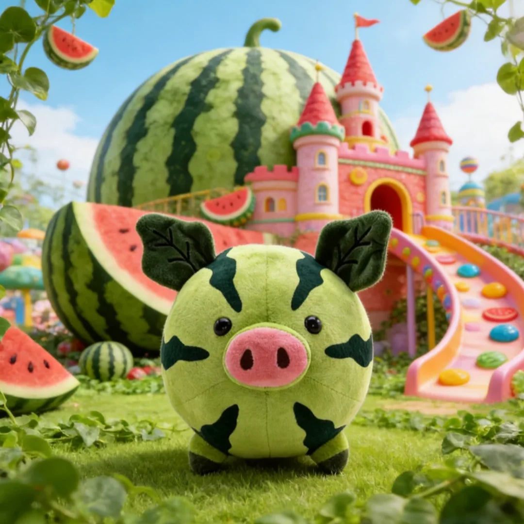 かわいい すいか柄 ぶた ぬいぐるみ