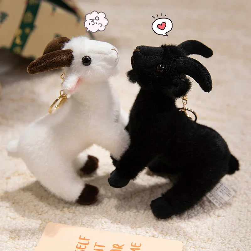かわいいもこもこ羊ぬいぐるみキーホルダー 白黒セット