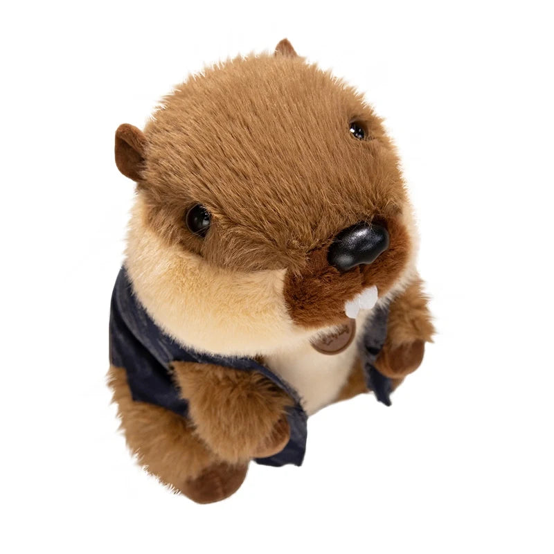 ストライプジャケットを着た可愛いカワウソぬいぐるみ