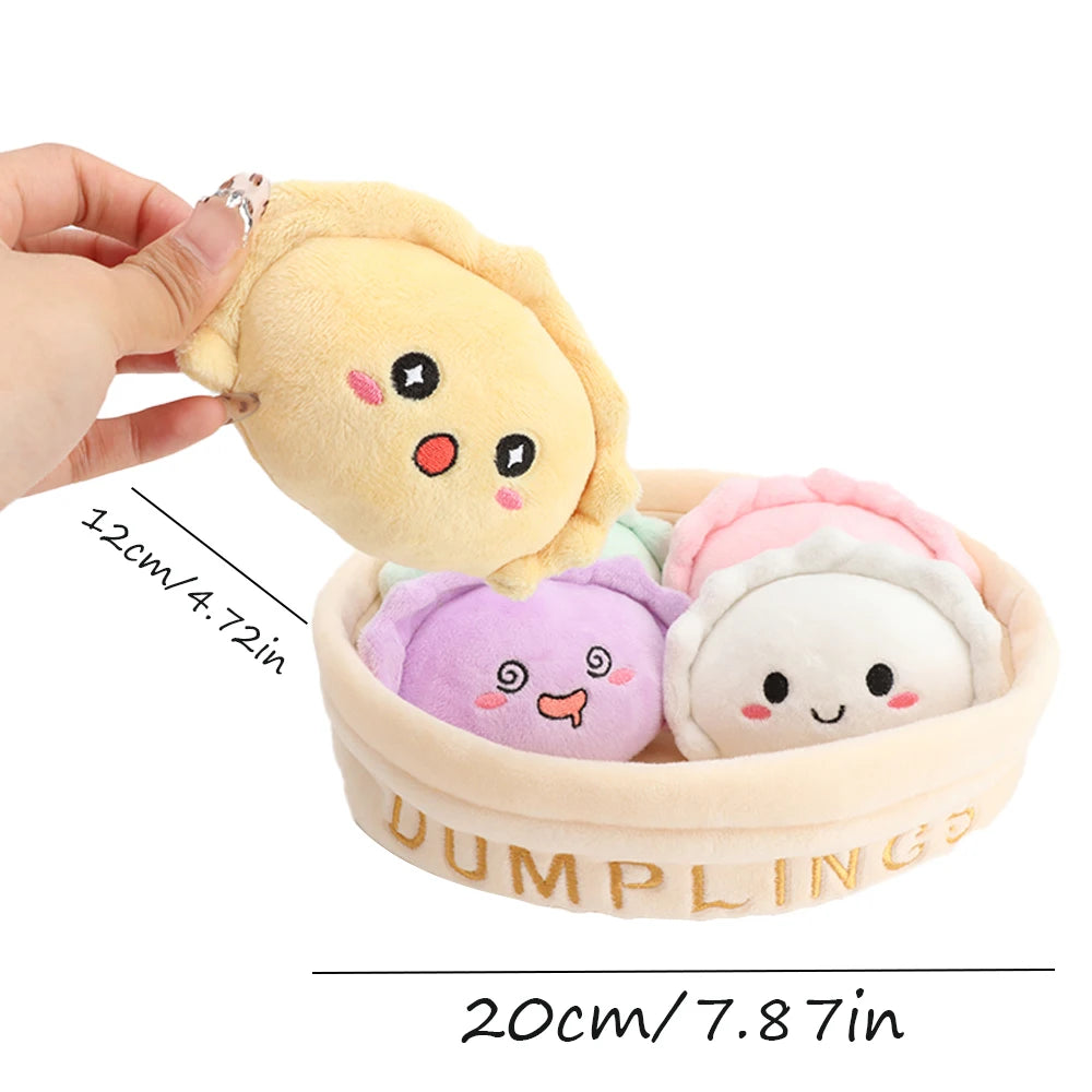 かわいい ふわふわ ミニ ぬいぐるみ ひよこ と 餃子 バスケット入り