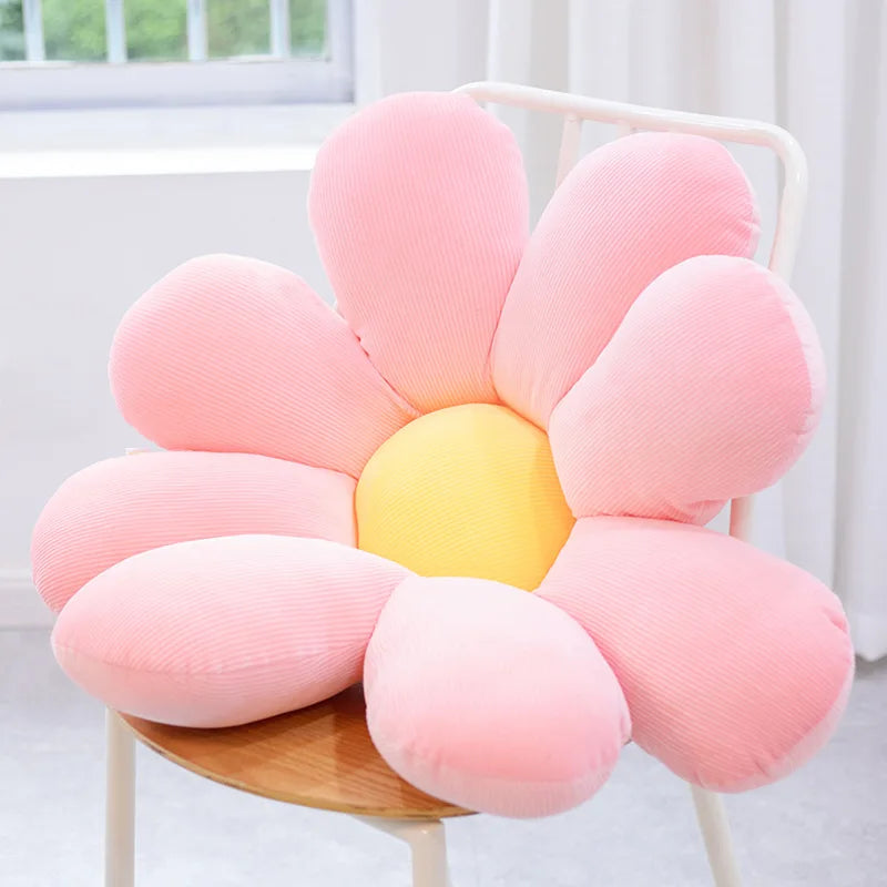 40-80cm Daisy Plush Plant Pillow Lifelike Sunflower Seat Cushion Yellow Pink Beige Chair Flower Pillow