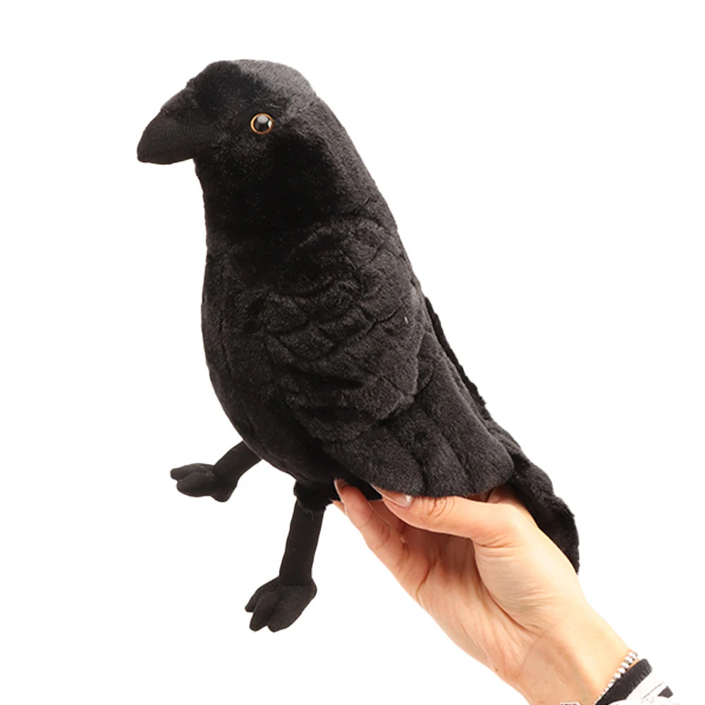 20cm Simulation Black Crow Plush Toys Soft Stuffed Animals Toys for All Ages Collectible Bird Plushies Birthday Halloween Gifts