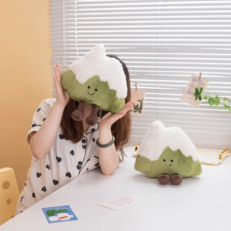 緑と白のスマイル雪山おにぎりぬいぐるみ ぶらぶら足