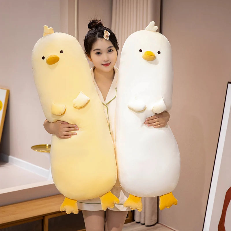 70/90cm Duck Long Pillow Stuffed Soft Cartoon Animal Chick Bolster Plushie Sleeping Leg Support Peluche Birthday Gift