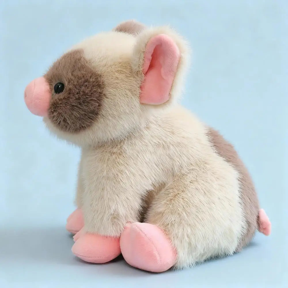 茶色いブチ豚のふわふわぬいぐるみ