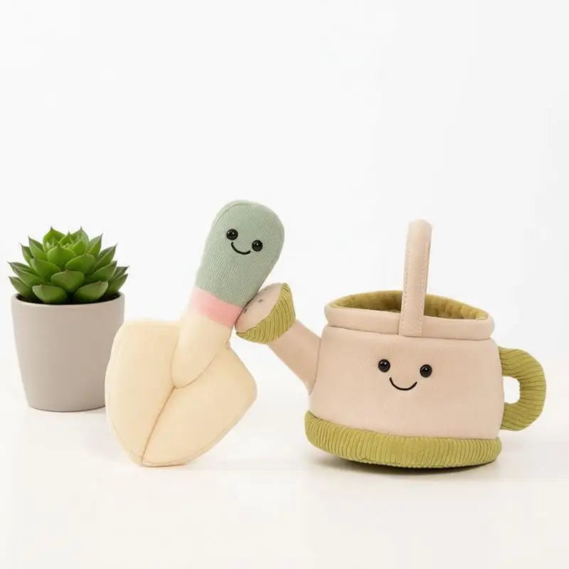 コーデュロイの笑顔ガーデニングぬいぐるみ 植物バッグとじょうろ