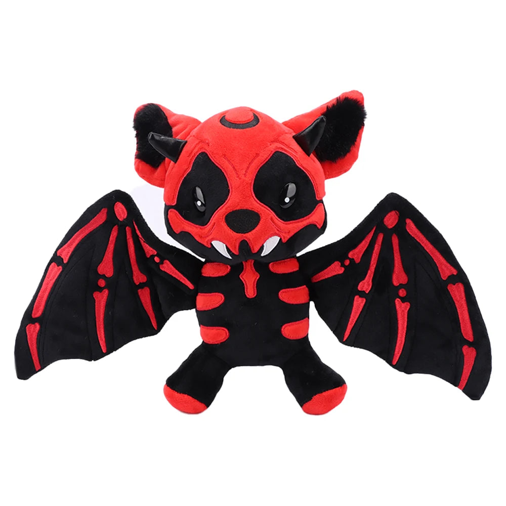 ハロウィン コウモリ ぬいぐるみ スケルトン柄 黒白・赤黒