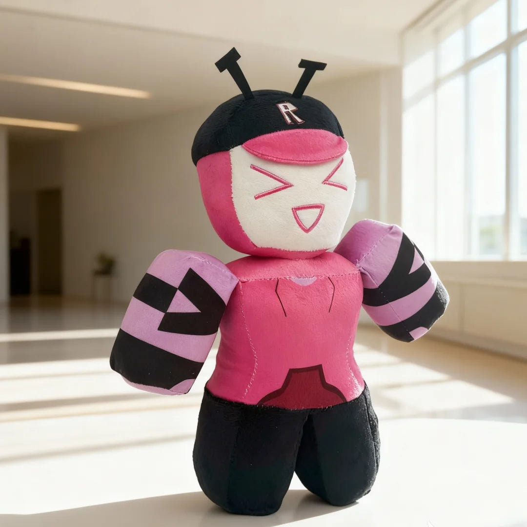 ピンク ロボット風 Rロゴ キャップ ぬいぐるみ