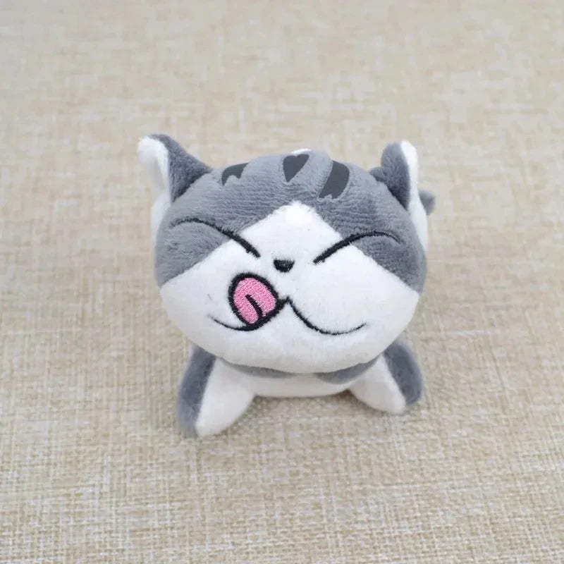 Kawaii Cat Plush Stuffed Kitten Key Chain Plush Toys Grey Sitting  Pendant Soft Doll Plushies Flower Cat Doll Gift Kids Birthday