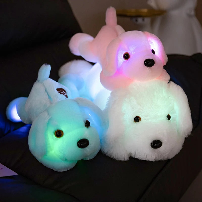 Luminous Dog Plush Toy Cute Cartoon Stuffed Soft Lying Animal Doll Anti Stress Home Decor Toys Gift Birthday Party Toys Kids