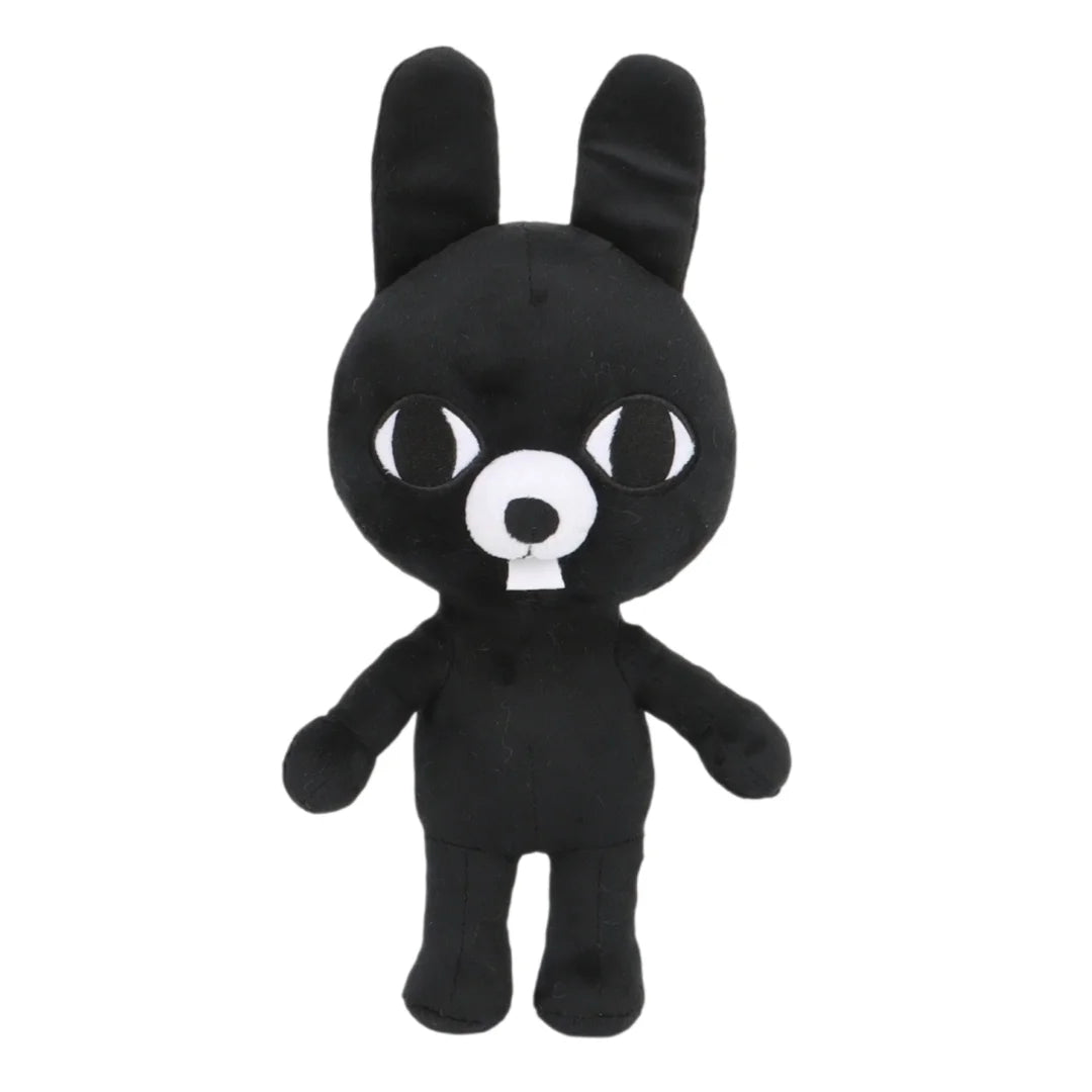 ピンクしっぽと出っ歯の黒うさぎぬいぐるみ