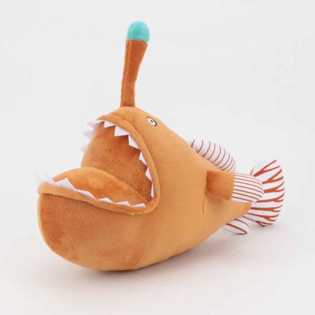 深海魚アンコウぬいぐるみ 提灯と鋭い歯が特徴