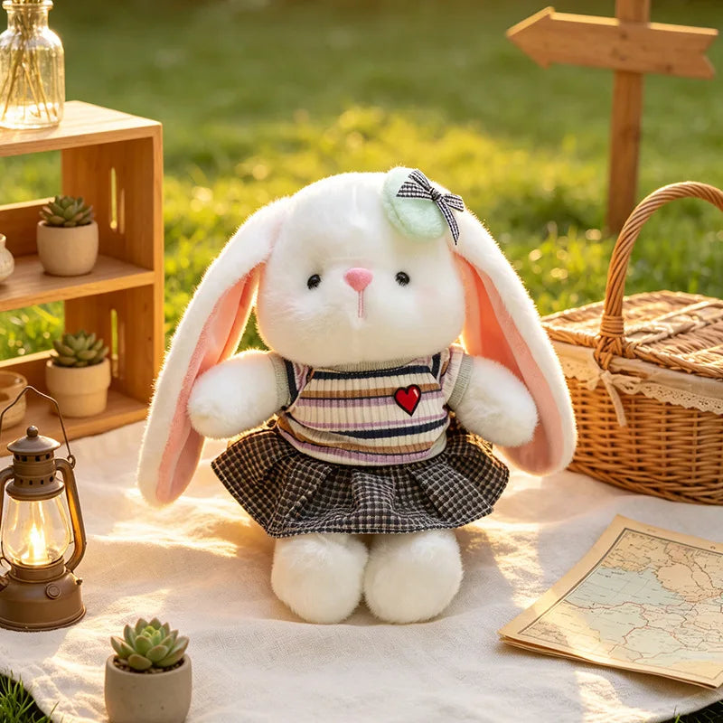 23cm Cute Rabbit Plush Toy Stuffed Animal Bunny Soft Doll Sleep Hug Pillow Kawaii Rabbit with Dress Gift for Girls