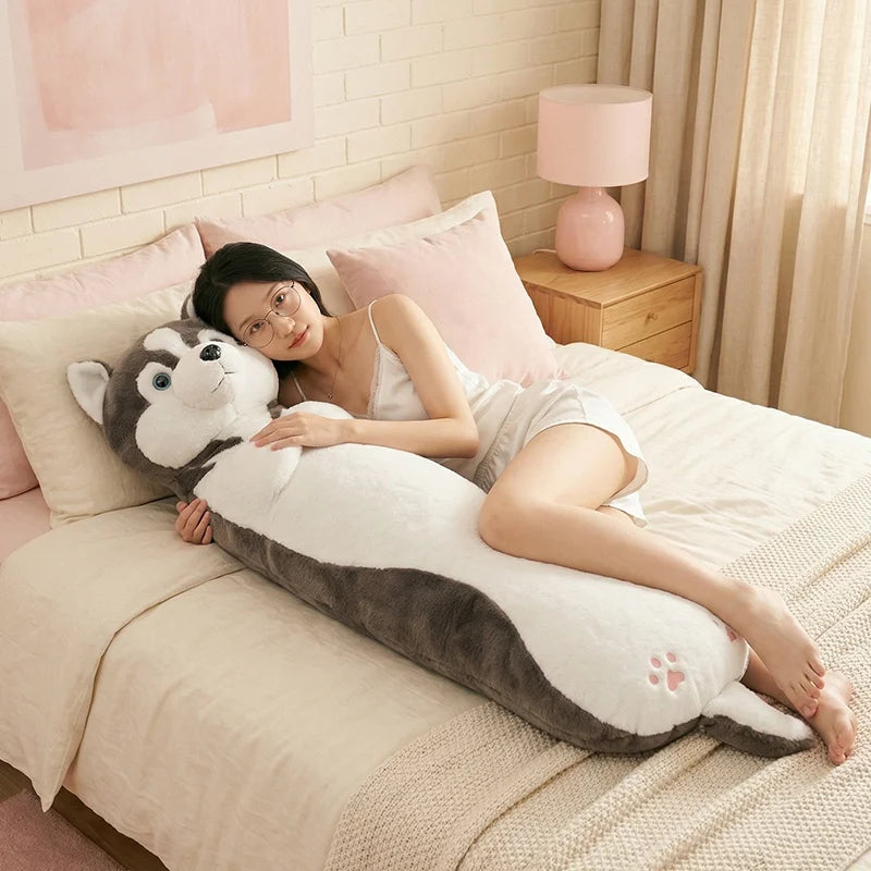 Cute Animal Plush Toy Long Brown Grey Blue Sleeping Cats Dogs Leg Pillow Squishy Little Animal Doll Appeasing Plushie Gift