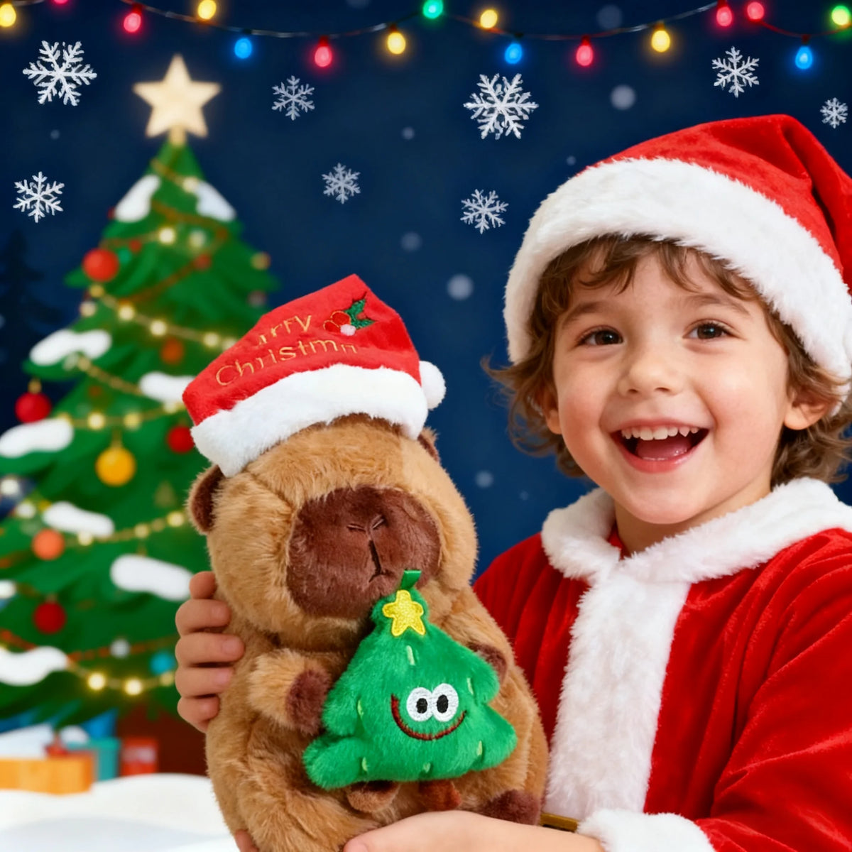 20cm Cute Christmas Gingerbread Man Capybara Plush Toy Christmas Tree Capybara Hug snowman Capybara Doll Christmas Gift For Kids