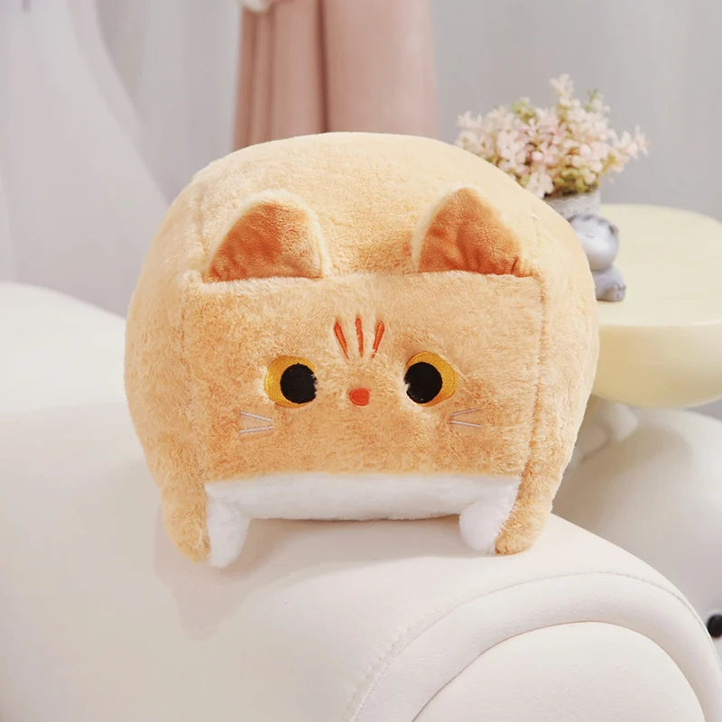 Lovely Square Cat Plush Toy Fluffy Black Cat Pillow Stuffed Little Kitten Animal Plush Doll Kawaii Home Decoration Birthday Gift