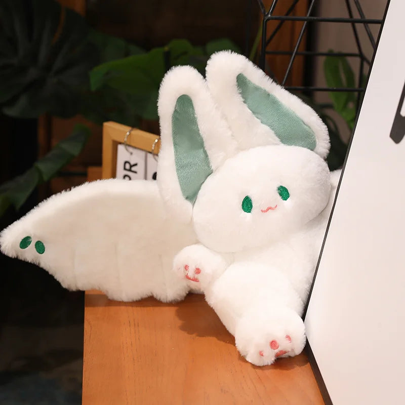 可愛いコウモリ羽のウサギぬいぐるみ ピンクとグリーン