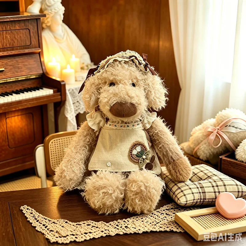 優しい表情の洋服着た動物ぬいぐるみ