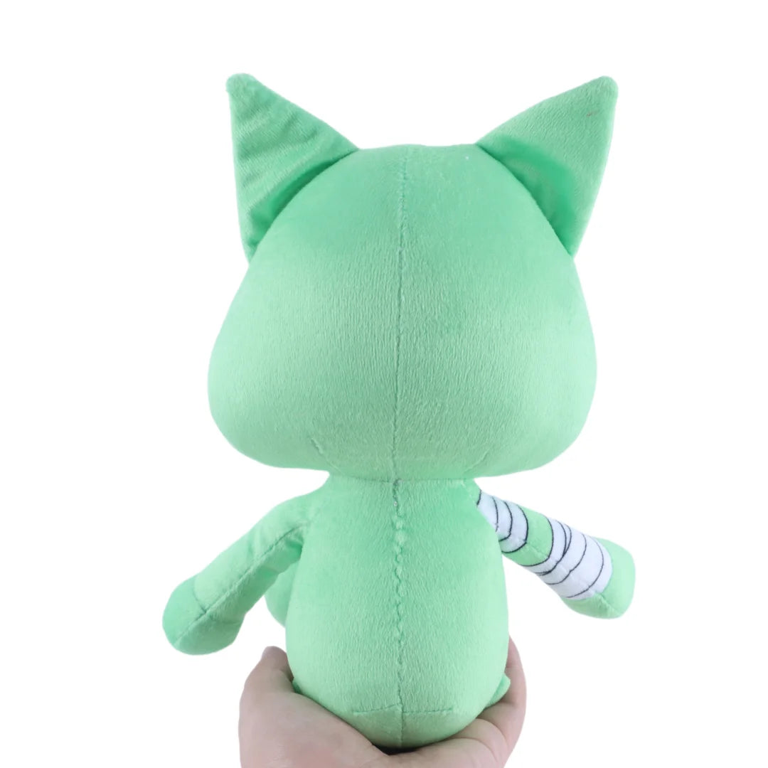 包帯を巻いた淡い緑の猫耳ぬいぐるみ