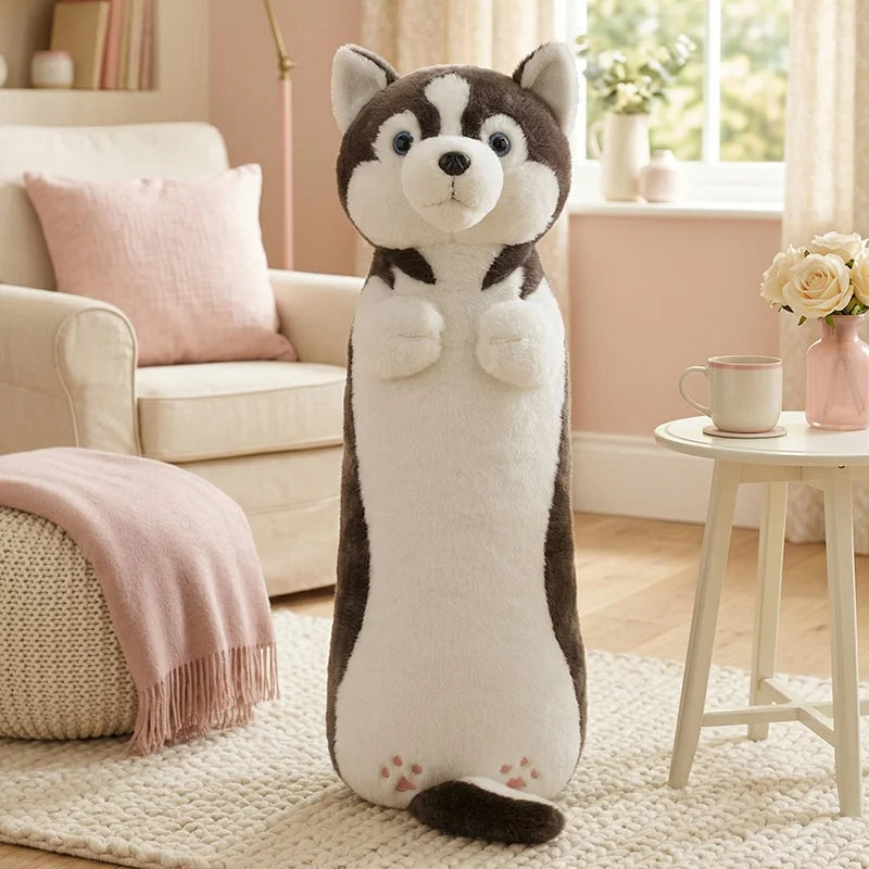Cute Animal Plush Toy Long Brown Grey Blue Sleeping Cats Dogs Leg Pillow Squishy Little Animal Doll Appeasing Plushie Gift