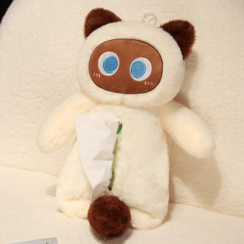 かわいい グレーの ふわふわ ぬいぐるみ ティッシュケース