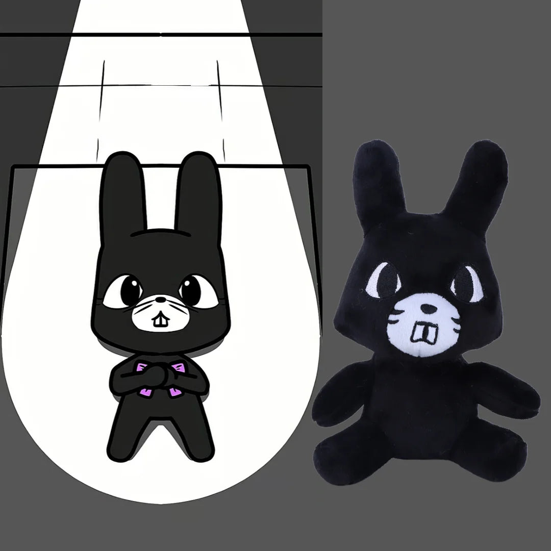 大きな瞳と前歯が可愛い 黒うさぎ キャラクターぬいぐるみ